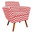 Kit 02 Poltronas Dora Estampado Zig Zag Vermelho D79 Pés Pali