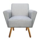 Kit 02 Poltronas Dora Linho Cinza A05 Pés Palito Castanho D'r