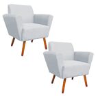 Kit 02 Poltronas Dora Suede Cinza Pés Palito Castanho D'rossi