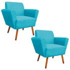 Kit 02 Poltronas Dora Suede Pés Palito Castanho D'rossi - Azu