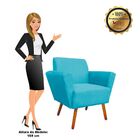 Kit 02 Poltronas Dora Suede Pés Palito Castanho D'rossi - Azu