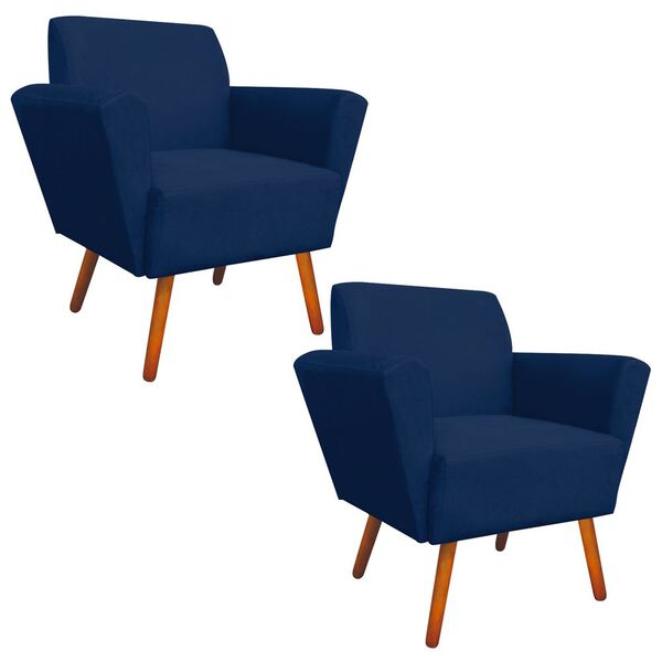 Kit 02 Poltronas Dora Suede Pés Palito Castanho D'rossi - Azu