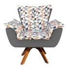 Kit 02 Poltronas E 01 Puff Giratório Opala Composê D87 Suede