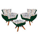 Kit 02 Poltronas E 01 Puff Giratório Opala Composê D87 Suede