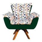 Kit 02 Poltronas E 01 Puff Giratório Opala Composê D87 Suede