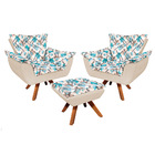 Kit 02 Poltronas E 01 Puff Giratório Opala Suede Com D33 Base