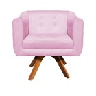 Kit 02 Poltronas E 01 Puff Julia Giratória Suede Base Madeira