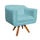 Kit 02 Poltronas E 01 Puff Julia Giratória Suede Base Madeira