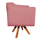 Kit 02 Poltronas E 01 Puff Julia Giratória Suede Base Madeira