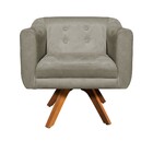 Kit 02 Poltronas E 01 Puff Julia Giratória Suede Base Madeira