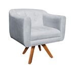 Kit 02 Poltronas E 01 Puff Julia Giratória Suede Base Madeira