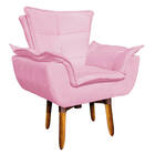 Kit 02 Poltronas E 01 Puff Opala Suede Giratória Base Pés Pal