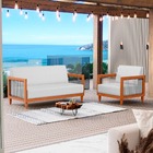 Kit 02 Poltronas E 01 Sofá Samoa Madeira Maciça Com Cordas Ná
