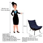 Kit 02 Poltronas E 02 Puffs Costela Base Fixa Corano Azul Mar