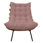 Kit 02 Poltronas E 02 Puffs Costela Base Fixa Linho - Amarena