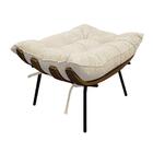 Kit 02 Poltronas E 02 Puffs Costela Base Fixa Linho Bege