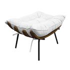 Kit 02 Poltronas E 02 Puffs Costela Base Fixa Suede - Amarena