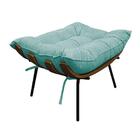 Kit 02 Poltronas E 02 Puffs Costela Base Fixa Suede Cor Azul