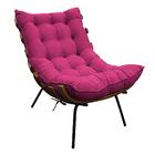 Kit 02 Poltronas E 02 Puffs Costela Base Fixa Suede Cor Pink