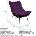 Kit 02 Poltronas E 02 Puffs Costela Base Fixa Suede Cor Roxo