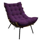 Kit 02 Poltronas E 02 Puffs Costela Base Fixa Suede Cor Roxo