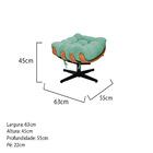 Kit 02 Poltronas E 02 Puffs Costela Base Giratória Linho Azul