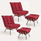 Kit 02 Poltronas E 02 Puffs Costela Decorativa Sala De Estar