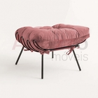 Kit 02 Poltronas E 02 Puffs Costela Industrial Ferro Preto Sa