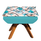 Kit 02 Poltronas E 02 Puffs Giratório Opala Suede Azul Turque