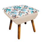 Kit 02 Poltronas E 02 Puffs Opala Suede Bege Com D33 Pés Pali