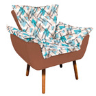 Kit 02 Poltronas E 02 Puffs Opala Suede Caramelo Sisal Com D3