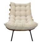 Kit 02 Poltronas E Puff Costela Base Fixa Linho - Doce Sonho