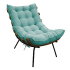 Kit 02 Poltronas E Puff Costela Base Fixa Suede Azul Tiffany