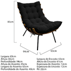 Kit 02 Poltronas E Puff Costela Base Fixa Suede Preto - Doce