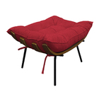 Kit 02 Poltronas E Puff Costela Base Fixa Suede Vermelho - Do