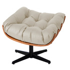 Kit 02 Poltronas E Puff Costela Base Giratória Corano Bege -