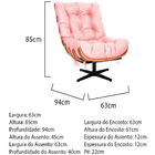 Kit 02 Poltronas E Puff Costela Base Giratória Corano Rosa Be
