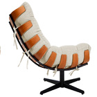 Kit 02 Poltronas E Puff Costela Base Giratória Linho Bege - D