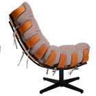 Kit 02 Poltronas E Puff Costela Base Giratória Linho - Doce S