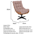 Kit 02 Poltronas E Puff Costela Base Giratória Linho Rosê - D