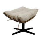 Kit 02 Poltronas E Puff Costela Base Giratória Suede Bege - D