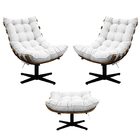 Kit 02 Poltronas E Puff Costela Base Giratória Suede - Doce S