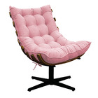 Kit 02 Poltronas E Puff Costela Base Giratória Suede Rosa Beb