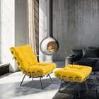 Kit 02 Poltronas E Puff Costela Decorativa Sala De Estar Sued