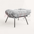 Kit 02 Poltronas E Puff Costela Industrial Ferro Preto Sala D