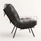 Kit 02 Poltronas E Puff Costela Industrial Ferro Preto Sala D