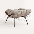 Kit 02 Poltronas E Puff Costela Industrial Ferro Preto Sala D