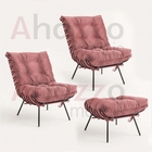 Kit 02 Poltronas E Puff Costela Industrial Ferro Preto Sala D