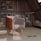 Kit 02 Poltronas E Puff Luiza Palito Mel Corano Nozes E Linho