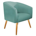 Kit 02 Poltronas E Puff Luiza Palito Mel Linho Azul Turquesa